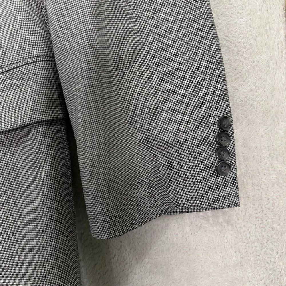 Jack Victor Mens 50XL Suit Grey Houndstooth Wool Super 110s Italian Fabric 42x34